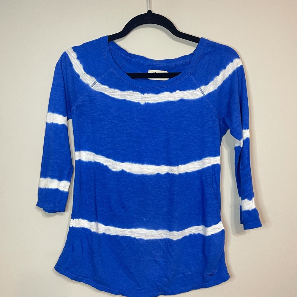 Hollister Blue &White Striped Quarter-length Shirt
